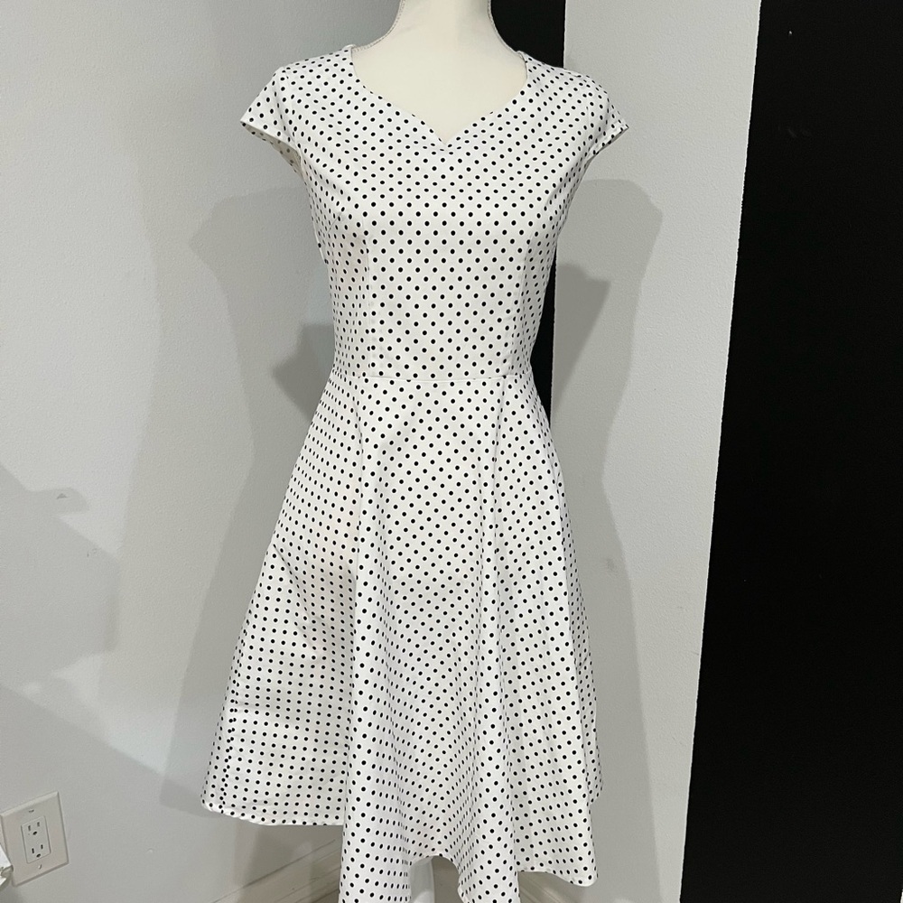 Zella White Midi Dress with Black Dots - Picture 3 of 15